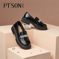 百田森商场同款2022年春季新款水晶串珠乐福鞋学院风JK制服女单鞋