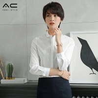 2018春装新款白色衬衫女娃娃领长袖职业休闲圆领衬衣