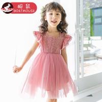 boatmouse船鼠儿童公主裙小飞袖洋气裙子 夏季女童蕾丝连衣裙蓬蓬纱