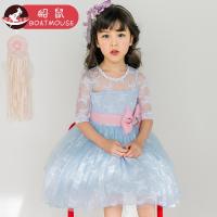 boatmouse船鼠儿童洋气裙子蝴蝶结纱裙春夏装 公主裙女童蕾丝连衣裙