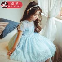 boatmouse船鼠女童夏季连衣裙蕾丝韩版公主裙短袖透肉 纱裙儿童裙子
