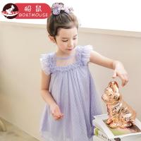 boatmouse船鼠女童连衣裙夏季白色 公主裙纱裙韩版女孩衣服儿童裙子
