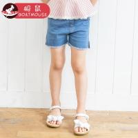 boatmouse船鼠女童牛仔短裤夏季薄款宝宝外穿高腰流苏 开叉儿童裤子