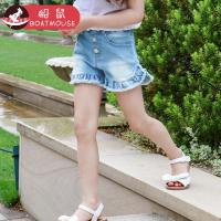 boatmouse船鼠女童牛仔短裤毛边外穿高腰宽松女宝宝夏装薄 儿童热裤