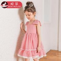 boatmouse船鼠雪纺洋气裙子儿童吊带裙荷叶裙夏装 公主裙女童连衣裙