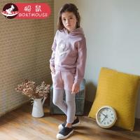 boatmouse反季船鼠儿童两件套女宝宝休闲连帽卫衣假两件打底裤女童加绒套装