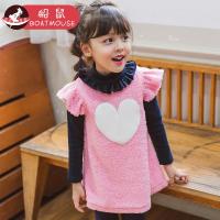 boatmouse反季船鼠儿童裙子加厚木耳边飞袖女宝宝加绒连衣裙女童背心裙秋冬