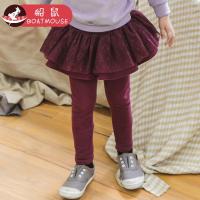 boatmouse反季船鼠女宝宝裤子秋冬拼接网纱儿童打底裤裙加厚女童裤裙假两件