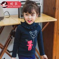 boatmouse反季船鼠女宝宝长袖t恤木耳边领卡通儿童上衣加厚女童秋冬打底衫