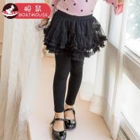 boatmouse船鼠儿童裤子女宝宝长裤 黑色韩版网纱裤裙假两件女童裙裤