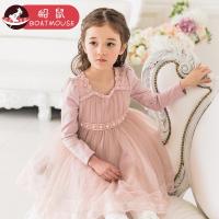 boatmouse船鼠女童秋装 儿童裙子网纱裙韩版气质公主裙女宝宝连衣裙