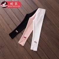 boatmouse船鼠女童打底裤春秋 儿童高腰黑色白色修身弹力女宝宝长裤