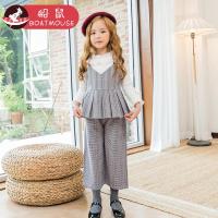 boatmouse船鼠儿童两件套阔腿裤带格子宽松 秋装时尚洋气女童套装