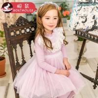 boatmouse船鼠公主裙小女孩洋气裙子儿童 秋季蕾丝花边领女童连衣裙