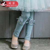 boatmouse船鼠女宝宝裤子 春秋韩版修身拼接长裤立体花朵女童打底裤