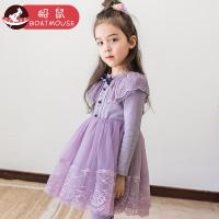 boatmouse船鼠女童连衣裙蕾丝花边领韩版长袖童装女宝宝公主裙儿童洋气裙子