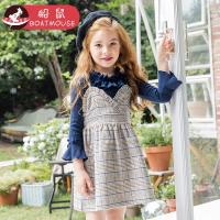 boatmouse船鼠女童连衣裙宝宝带裙 春秋韩版童装洋气格子儿童裙子