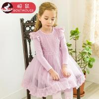 boatmouse船鼠公主裙女童蓬蓬纱 秋装儿童裙子韩版蕾丝女宝宝连衣裙