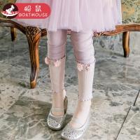 boatmouse船鼠女宝宝裤子 春秋拼接花边儿童长裤立体花朵女童打底裤
