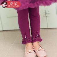 boatmouse船鼠儿童裤子 春秋修身弹力女宝宝长裤花边公主女童打底裤