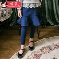 boatmouse船鼠女童裙裤加绒加厚荷叶边裤裙假两件儿童裤子长裤女宝宝打底裤