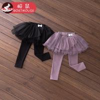 boatmouse船鼠女童打底裙裤加绒加厚网纱儿童裤裙假两件 宝宝打底裤