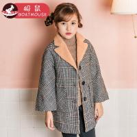 boatmouse船鼠女童毛呢外套2018新款冬韩版洋气森系格子中长款儿童呢子大衣
