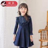 boatmouse船鼠小女孩秋装2018新款冬季加绒加厚洋气韩版儿童裙子女童连衣裙