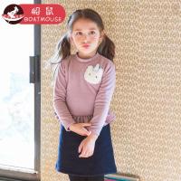boatmouse船鼠女童连衣裙秋冬2018新款加绒可爱卡通拼接a字裙 韩版儿童裙子