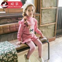 boatmouse船鼠女童秋装套装2018新款韩版潮衣秋冬卡通女宝宝加绒卫衣两件套