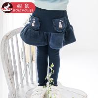 boatmouse船鼠女童裙裤打底裤加绒秋冬2018新款绣花长裤儿童裤裙女宝宝裤子