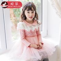 boatmouse船鼠女童连衣裙加绒秋冬2018新款娃娃领儿童裙子洋气小女孩公主裙