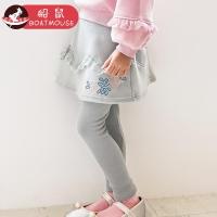 boatmouse船鼠女童裙裤秋冬裤裙花边刺绣高腰打底裤假两件儿童裤子宝宝长裤