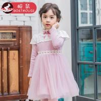 boatmouse船鼠女童连衣裙加绒加厚秋冬2018新款儿童裙子韩版刺绣宝宝公主裙