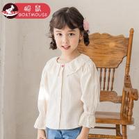 boatmouse船鼠女童洋气衬衫长袖韩版2018新款纯棉娃娃衫儿童衬衣女宝宝上衣