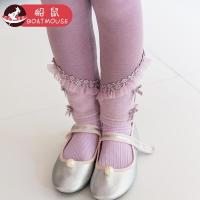 boatmouse船鼠女童打底裤秋冬2018新款加绒韩版拼接花边儿童裤子女宝宝长裤