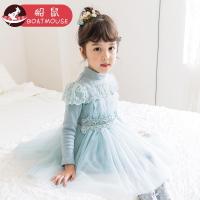 boatmouse船鼠女童连衣裙加绒秋冬2018新款儿童网纱裙高领洋气小女孩公主裙