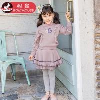 boatmouse船鼠女童秋装2018新款冬季加绒洋气卫衣裙裤儿童两件套女宝宝套装
