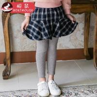 boatmouse船鼠女童打底裙裤加绒加厚格子儿童打底裤秋冬裤裙长裤女宝宝裤子