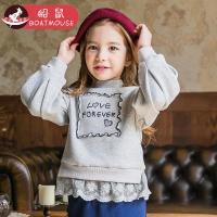 boatmouse船鼠女童卫衣2018新款加绒韩版潮长袖洋气宽松女宝宝秋冬儿童上衣