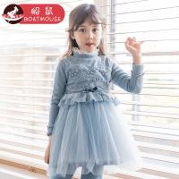 boatmouse船鼠女童连衣裙冬2018新款蕾丝花边纱裙小女孩公主裙洋气儿童裙子