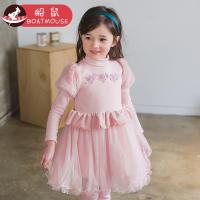 boatmouse船鼠女童连衣裙加绒秋冬2018新款纱裙荷叶边公主裙洋气女宝宝裙子