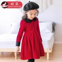 boatmouse船鼠女童连衣裙秋冬加绒加厚红色韩版娃娃裙儿童洋气裙子