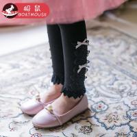 boatmouse船鼠女童打底裤秋款外穿加绒加厚秋冬2018新款花边蝴蝶结儿童裤子