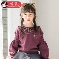 boatmouse船鼠女童加绒加厚卫衣2018新款秋冬洋气韩版儿童圆领长袖宝宝上衣