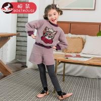boatmouse船鼠女童加绒卫衣套装女宝宝套头2018新款韩版卡通洋气儿童两件套