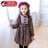 boatmouse船鼠女童连衣裙秋冬2018新款加绒加厚冬裙韩版田园风碎花儿童裙子