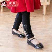 boatmouse船鼠女童打底裤秋冬加厚黑色儿童韩版蝴蝶结钉珠宝宝加绒裤子外穿