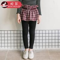 boatmouse船鼠女童裙裤打底裤加绒加厚秋冬洋气韩版宽腰格子假两件儿童裤子