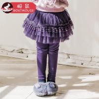 boatmouse船鼠女童裙裤网纱裤裙假两件韩版高腰儿童裤子宝宝加绒打底裤秋冬